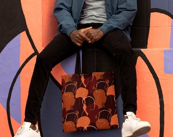 Melanin Faces Tote Bag: African American Art, Gift for Black Men