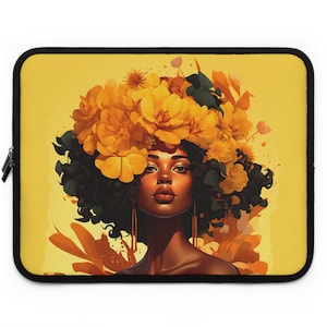 Happy Color Laptop Sleeve, Black Art, African American Laptop Sleeve, Black Girl Melanin Case, Gift for Black Women