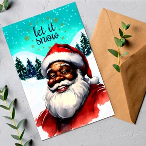 Cartões de Natal pretos do Papai Noel, cartões afro-americanos, cartões de Natal, cartões de feriados, cartão de Papai Noel