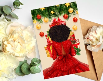 Black Woman Christmas Cards: Melanin Holiday Greeting Cards