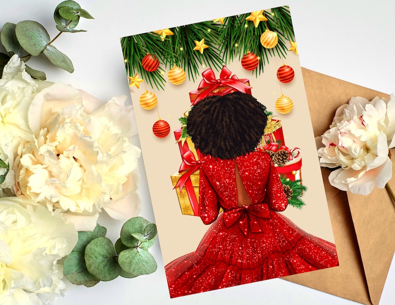 Black Christmas Cards African American Greeting Cards Etsy