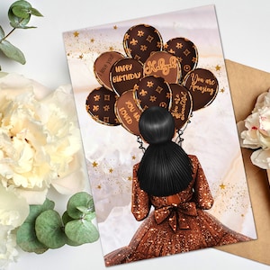 Personnalisées pour toutes les occasions, Cartes de voeux noires, Cartes de voeux afro-américaines, Cartes d'anniversaire pour femme noire, Cartes de voeux avec mélanine