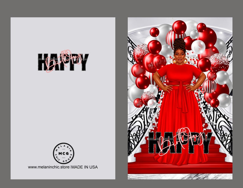 Happy Birthday Black Greeting Cards African American Etsy