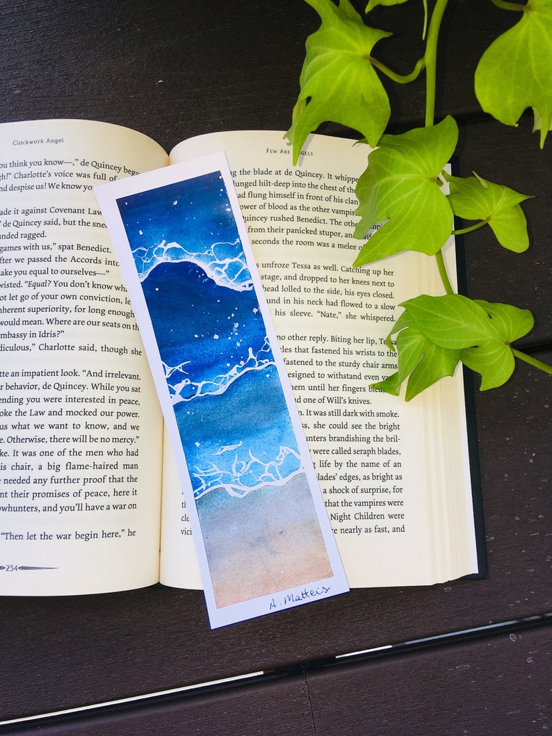 beach watercolour bookmark print etsy