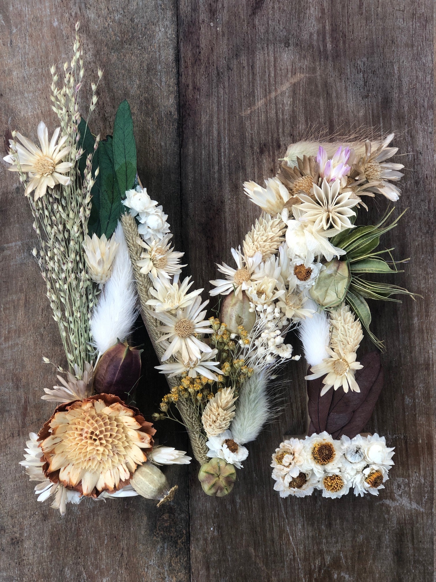 Lettres Fleuries en Fleurs Séchées