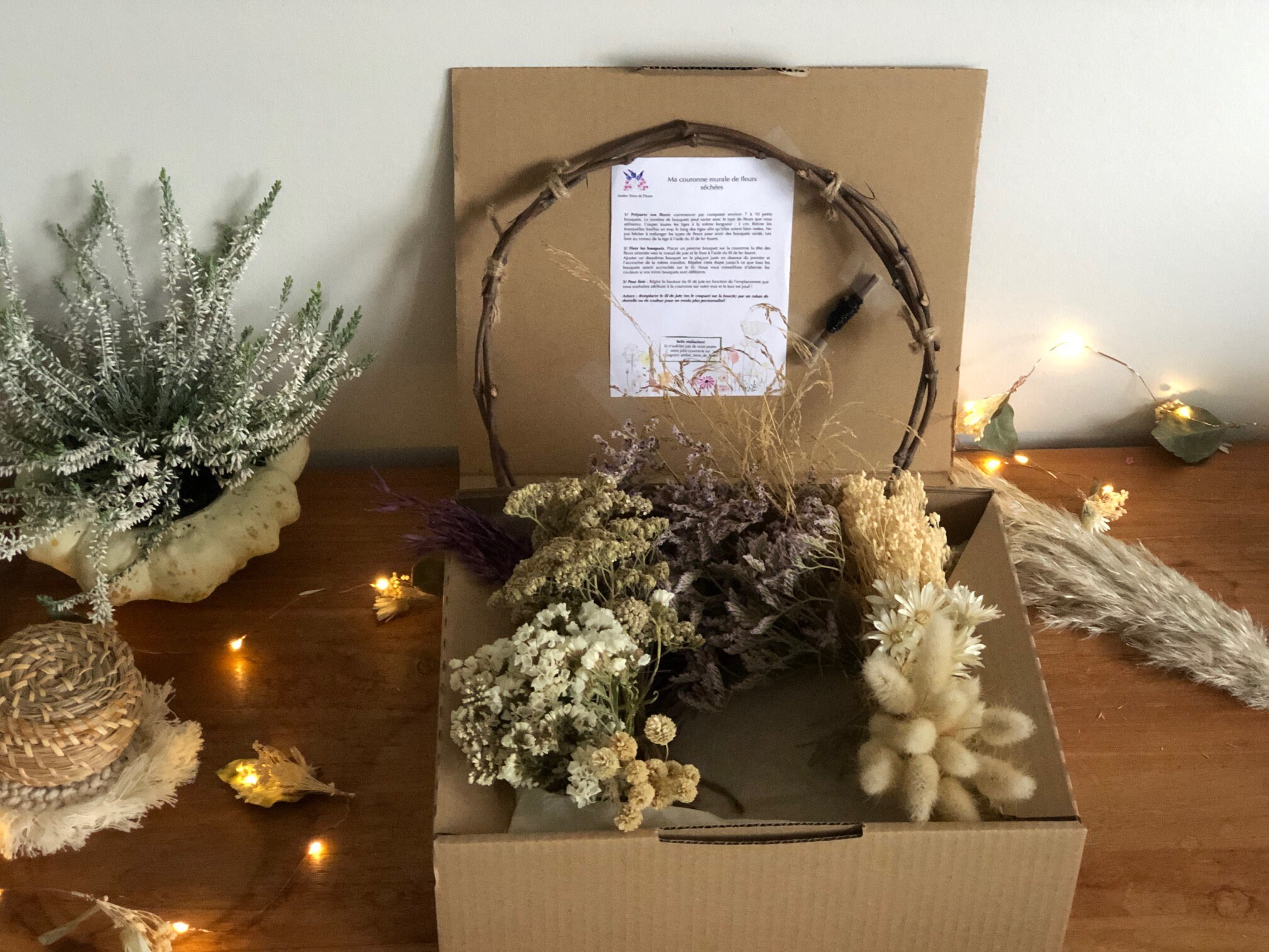 Kit Couronne Murale Fleurs Séchées, Diy