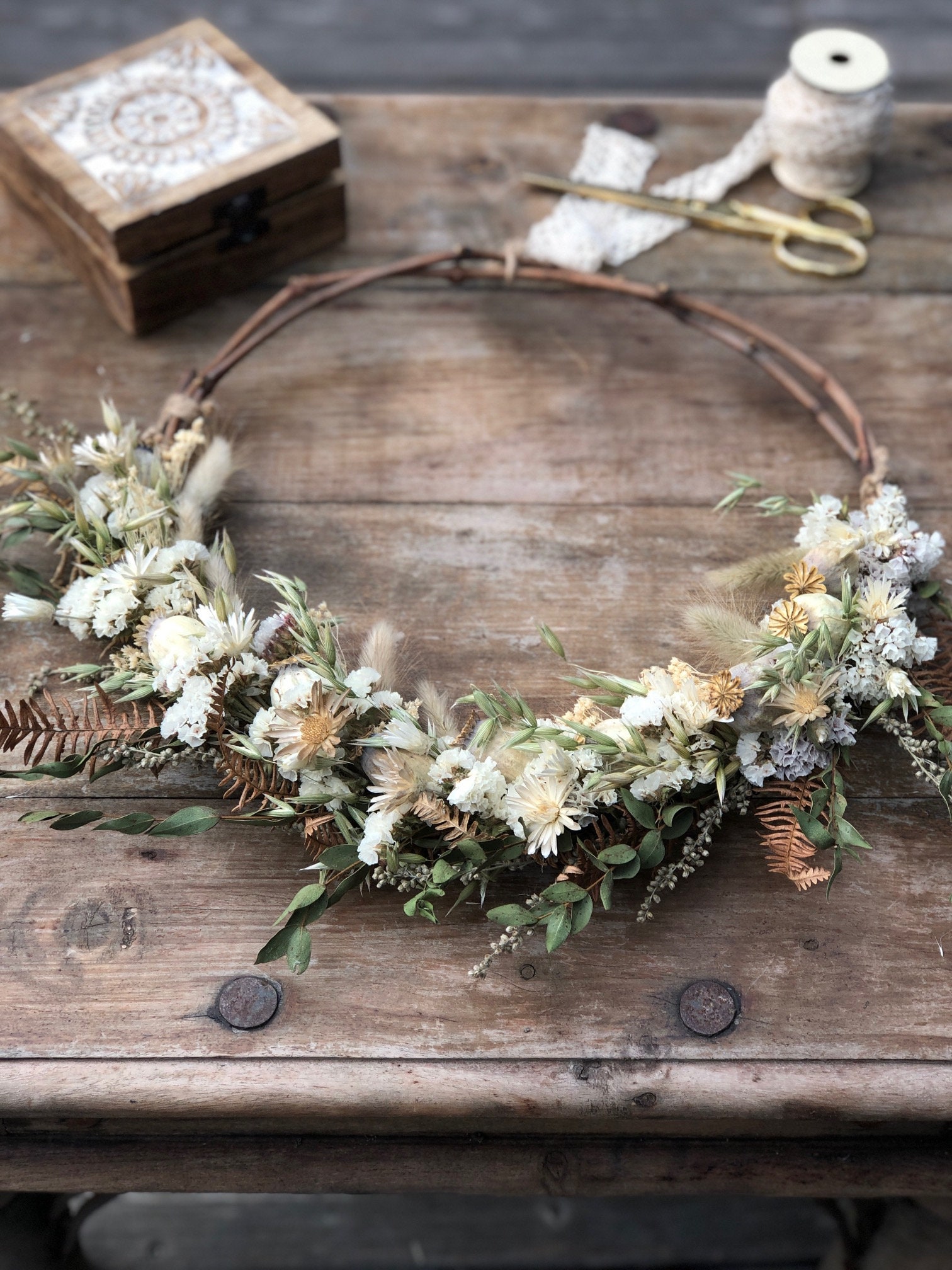 Couronne Murale Fleurs Séchées
