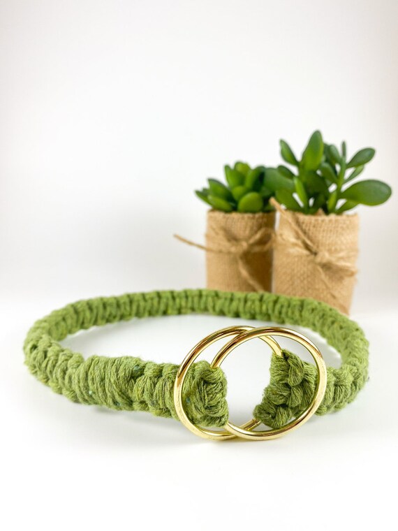 Avocado Green Dog Collar, Boho Dog Collar, Macrame Dog