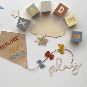 Kite wall hanging, Explore pennant, wall hanging, playroom decor, explore wall hanging,