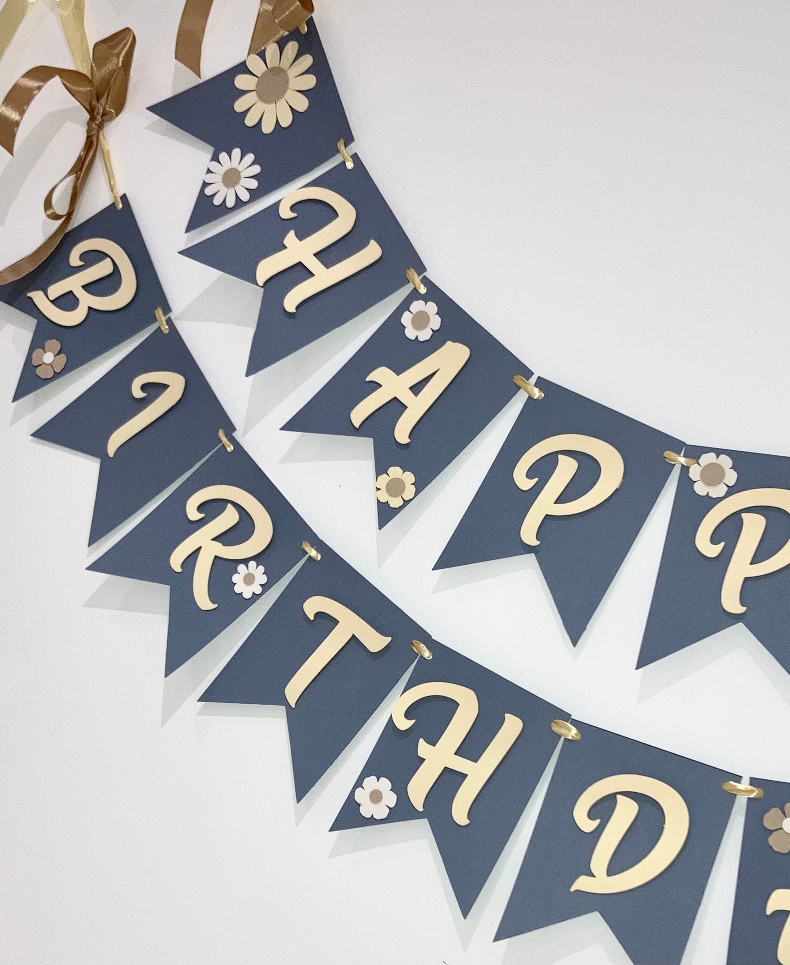 Happy Birthday Banner Daisy Themed Banner Floral Happy Etsy