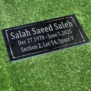 Customizable Islamic Grave Stone, Engraved Plaque, For Cemetery, Customizable Design
