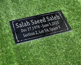 Lápida islámica personalizable, placa grabada para cementerio, diseño personalizable