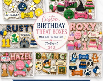 Custom Dog Birthday Treat Box | Personalized Dog Cookies | Dog Birthday Gift | Custom Dog Treats | Made Just for Your Pup