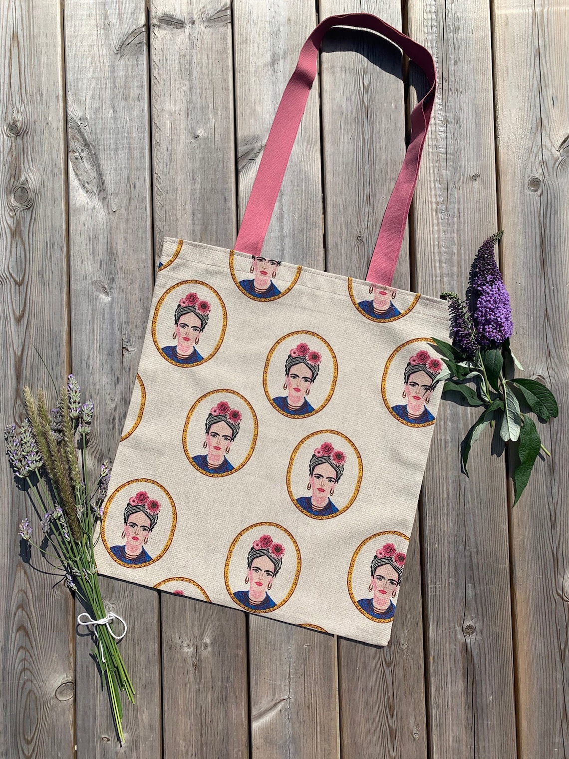 Frida Kahlo Tote Bag, Handmade Canvas Bag, Eco Shopper, Shoulder Bag