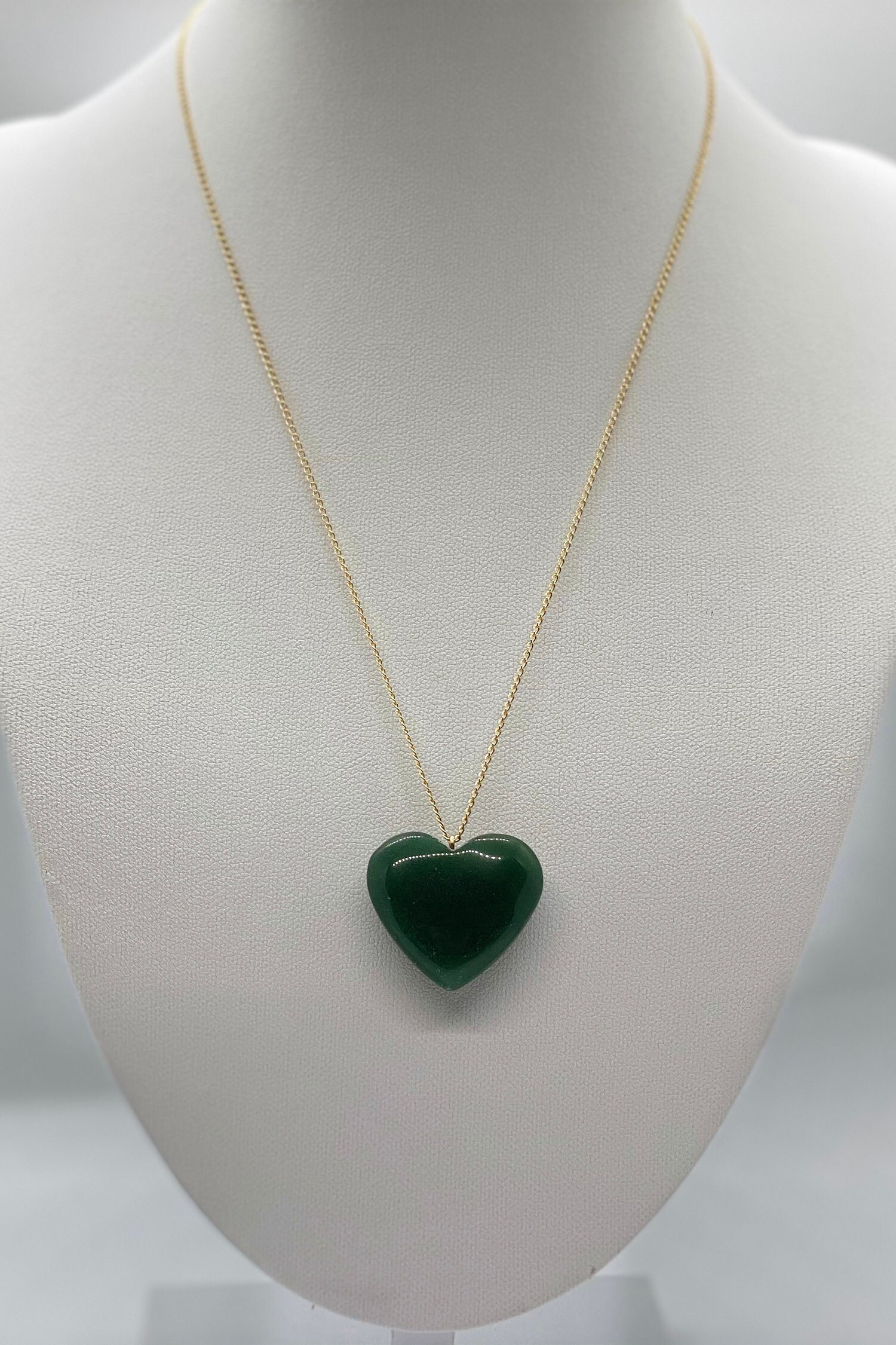 Natural Serpentine Heart 14k Gold Filled Necklace Serpentine | Etsy