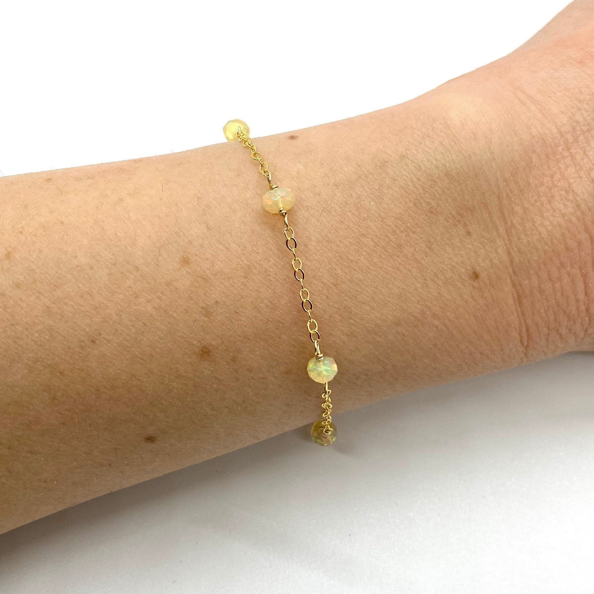 Opal 14k Gold Bracelet, Natural Opal Bracelet Etsy
