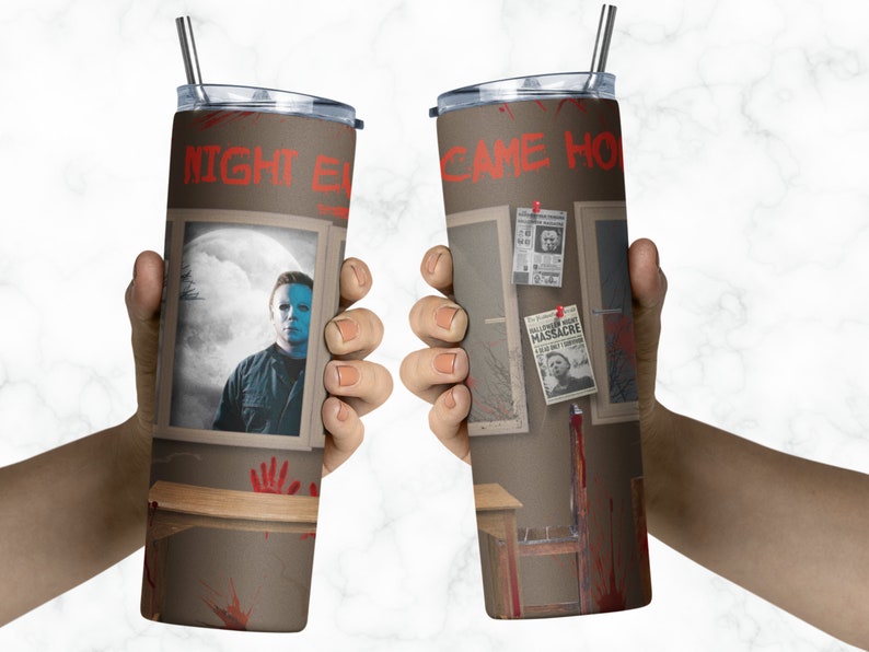 Michael Myers Tumbler Wrap for 20oz Skinny Tumblers PNG Etsy