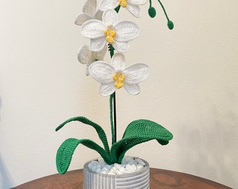 Crochet Orchid | Flower in the Pot | Vase Flower | Knitted  Home Decor | Handcrafted Gift