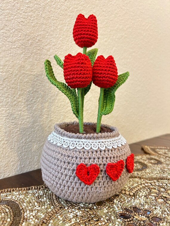 6PCS Handmade Tulips Flowers Crochet Bouquet | Creative Life NY
