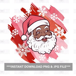 Melanine Santa Png, Santa Christmas Png, Black Santa Png, Santa Sublimation design, Happy Santa PNG, Black Santa Image