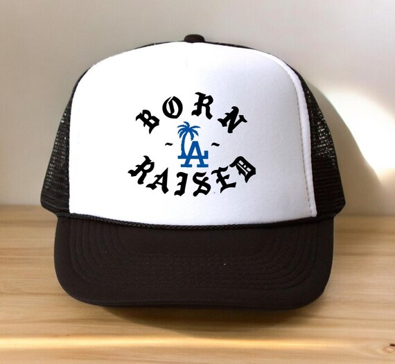 Born X Raised, Born and Raised LA Trucker Hat, LA Black and White