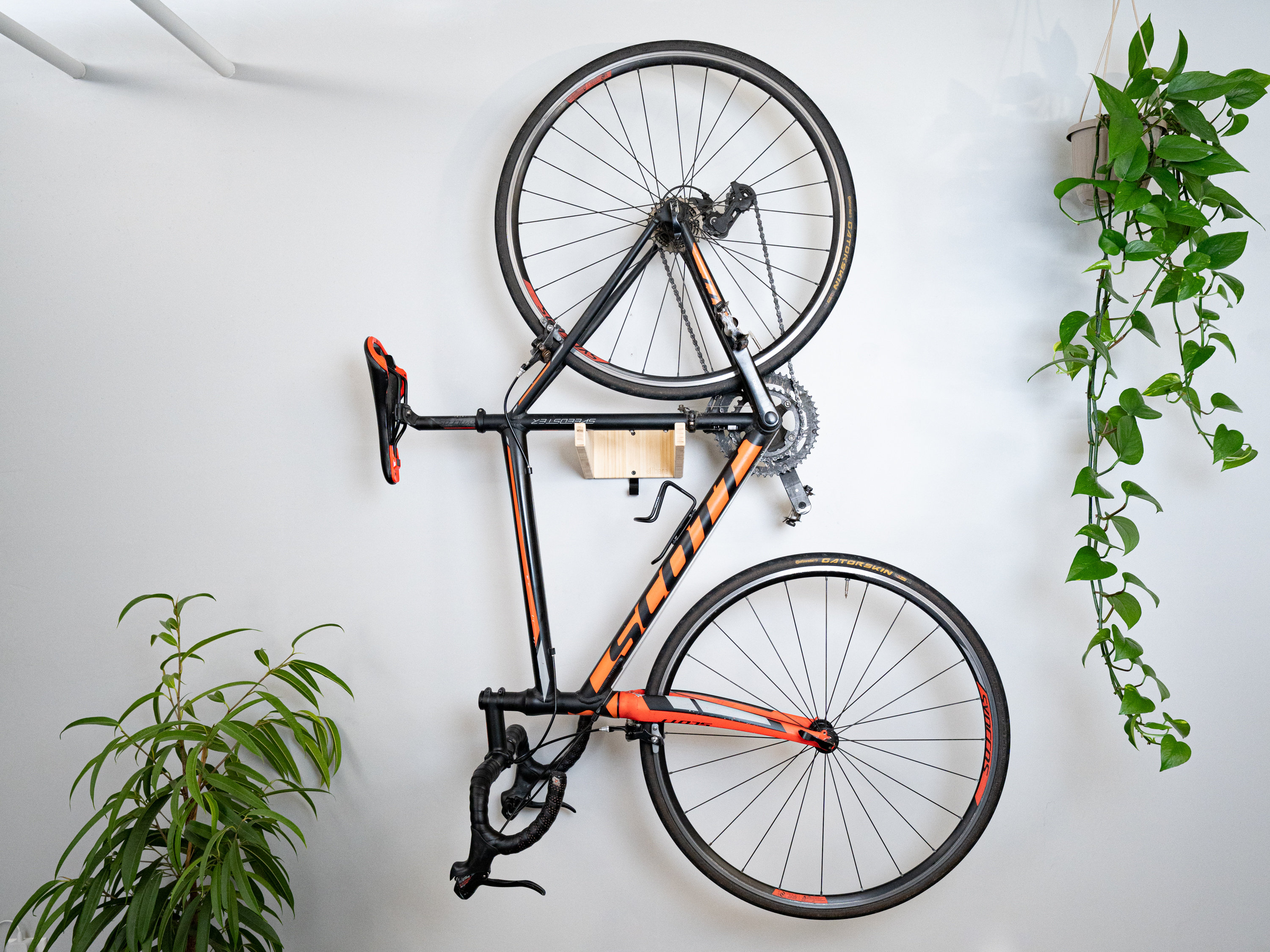 Vertical Bamboo Bike Mount Bike Rack Bike Storage Bicycle Wall