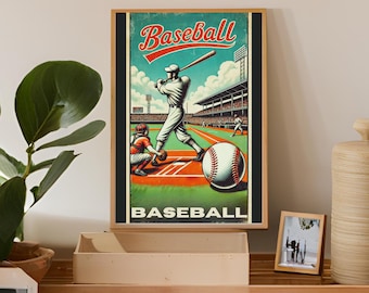 Vintage honkbalposter: retro sportmuurkunst