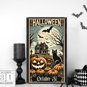 Vintage Halloween-poster, digitale muurkunst