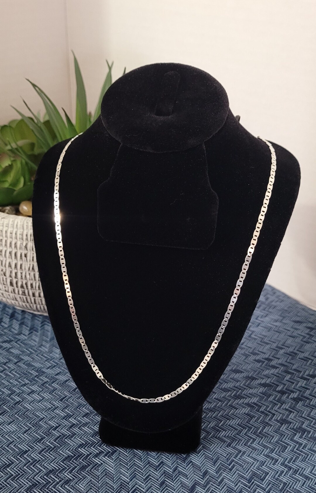 925 Sterling Silver Flat Mariner Chain / Silver Necklace/ Etsy
