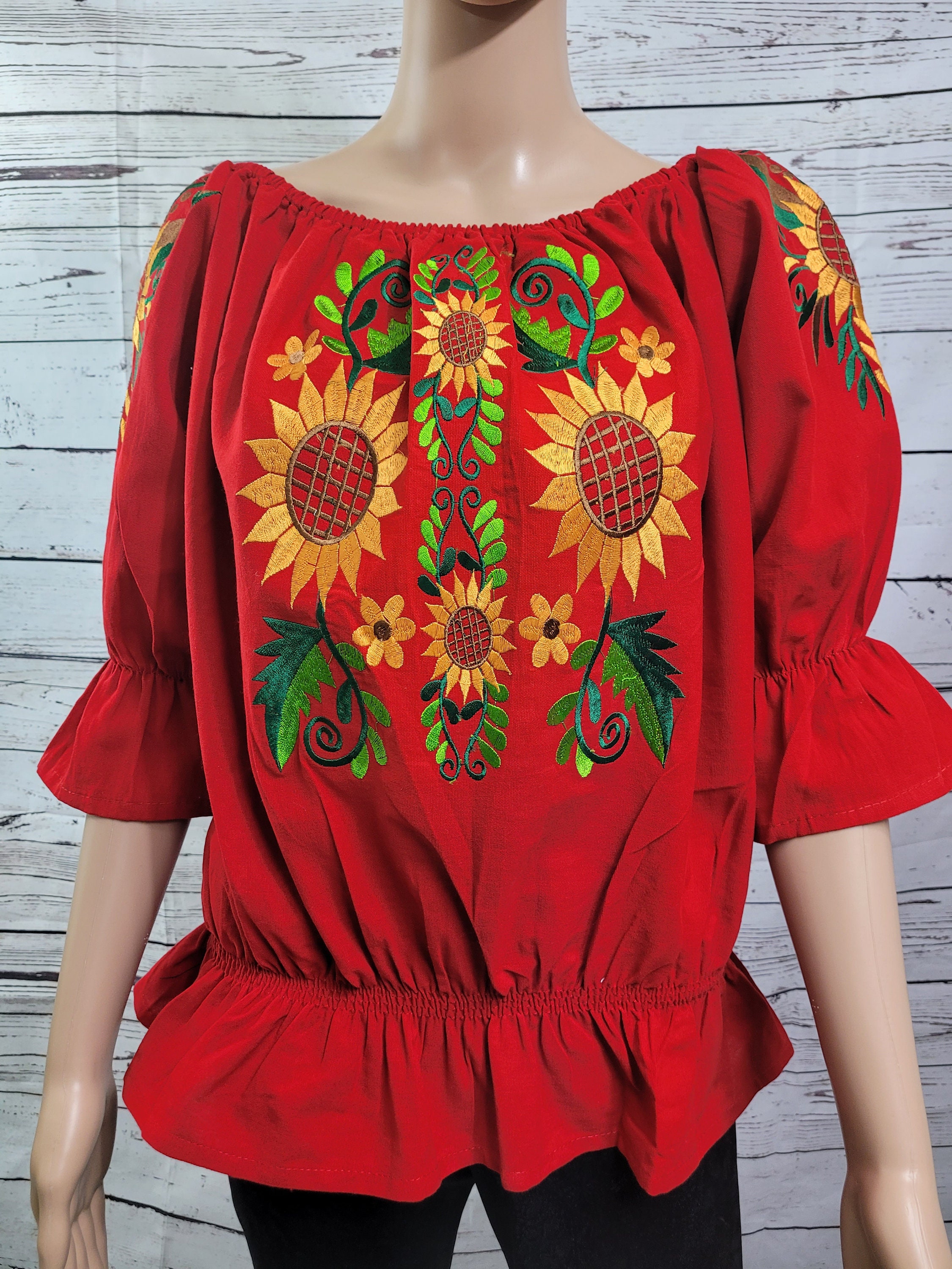 Sunflower Embroidery Blouse/ Campesina Offthe Shoulder Etsy