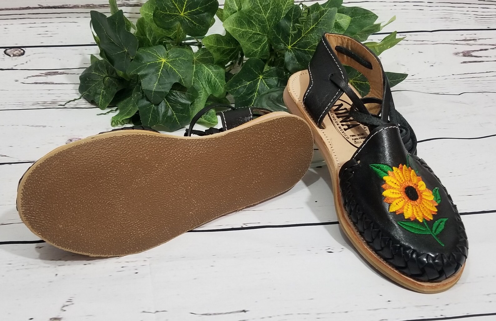 Mexican Sunflower Sandal. Lace up Huarache Sandal. Artisanal Etsy