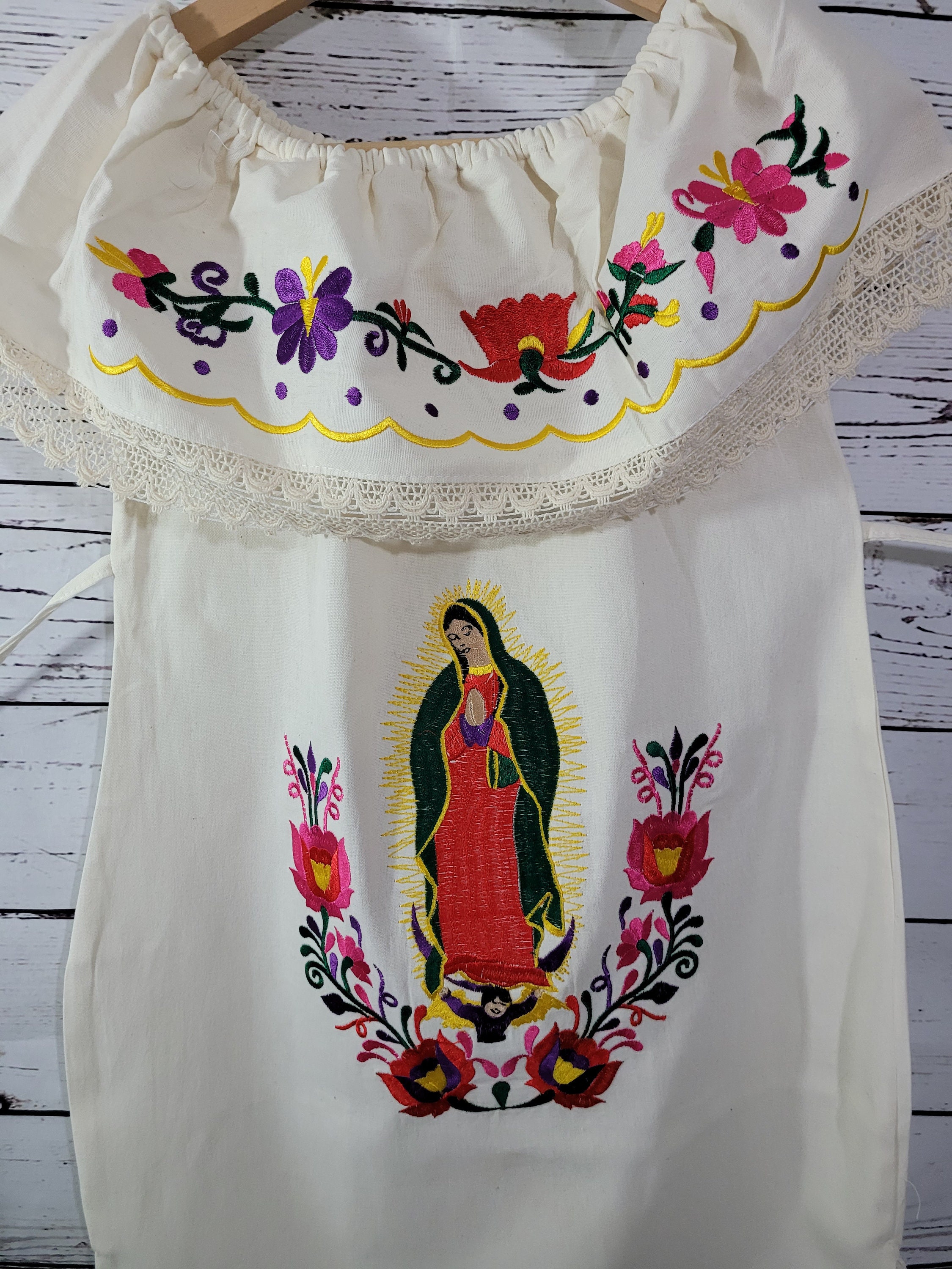 Style DR1304 - White Embroidered Organza 'Our Lady of Guadalupe