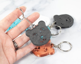 Happy Bear keychain | cute key chain | party favor | small gift for kids | 3D printed accessory | animal lover | teddy bear | backpack charm