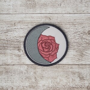 Moon Rose Patch - Embroidered Iron On Patch