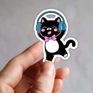 Sticker, Cute Kawaii Black Cat - High quality bubble-free vinyl stickers