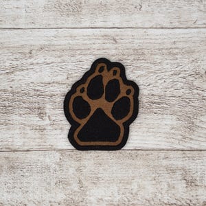 Bear Paw Patch, Textured felt, Embroidered Iron On Patch