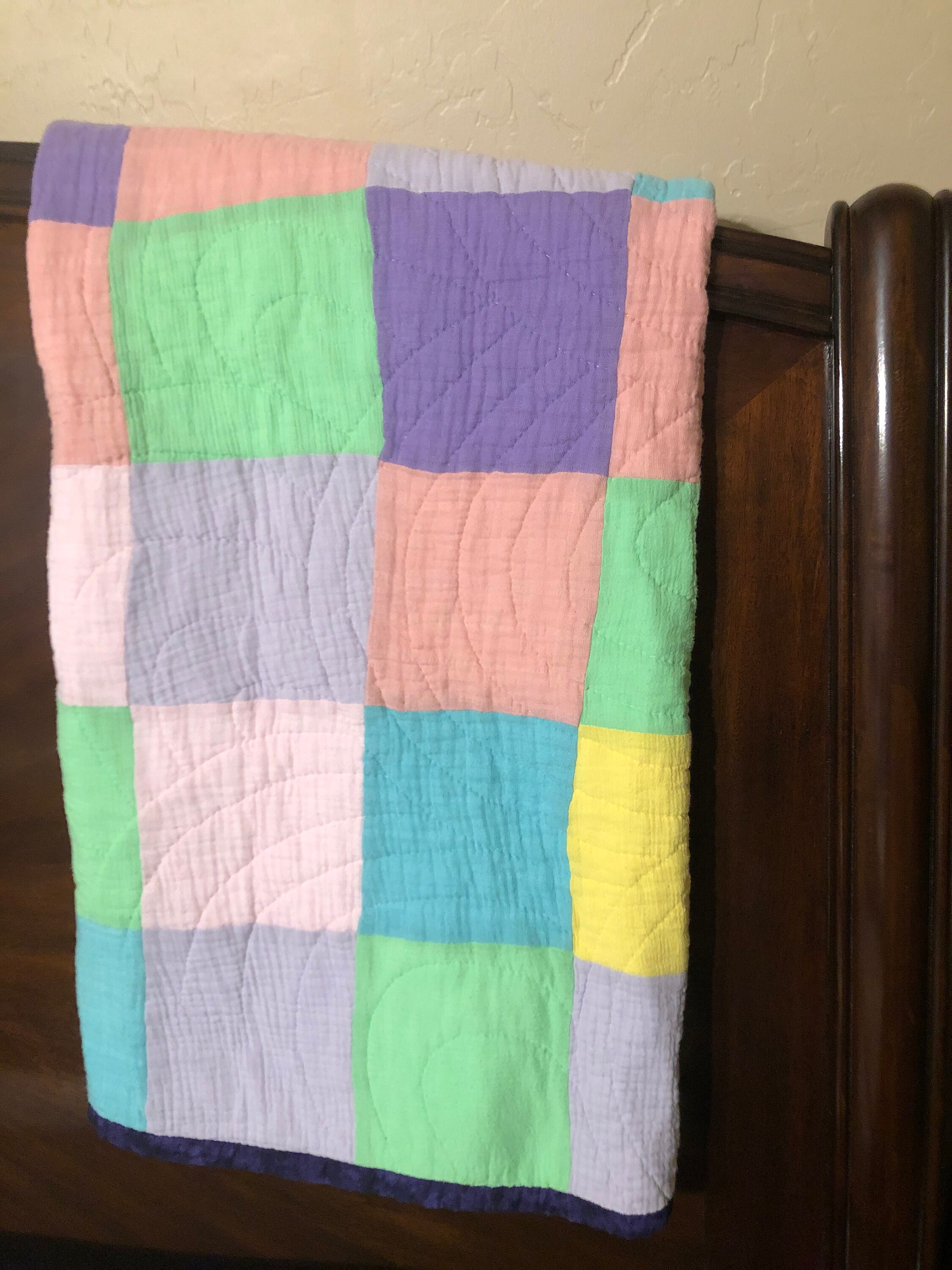 Pure cotton gauze hand quilted baby quilt Etsy