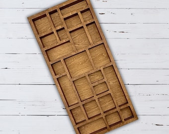 Printers Tray Curio Shelf for Crystals, Jewelry, Miniatures, and Trinket Collectors - 11.25”
