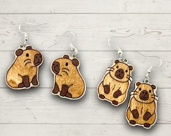 Capybara Earrings - Cute Kawaii Whimsical Animal Jewelry