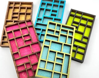 Mini Curio Printer Style Wood Tray - For Collections of Tiny Trinkets and Curiosities