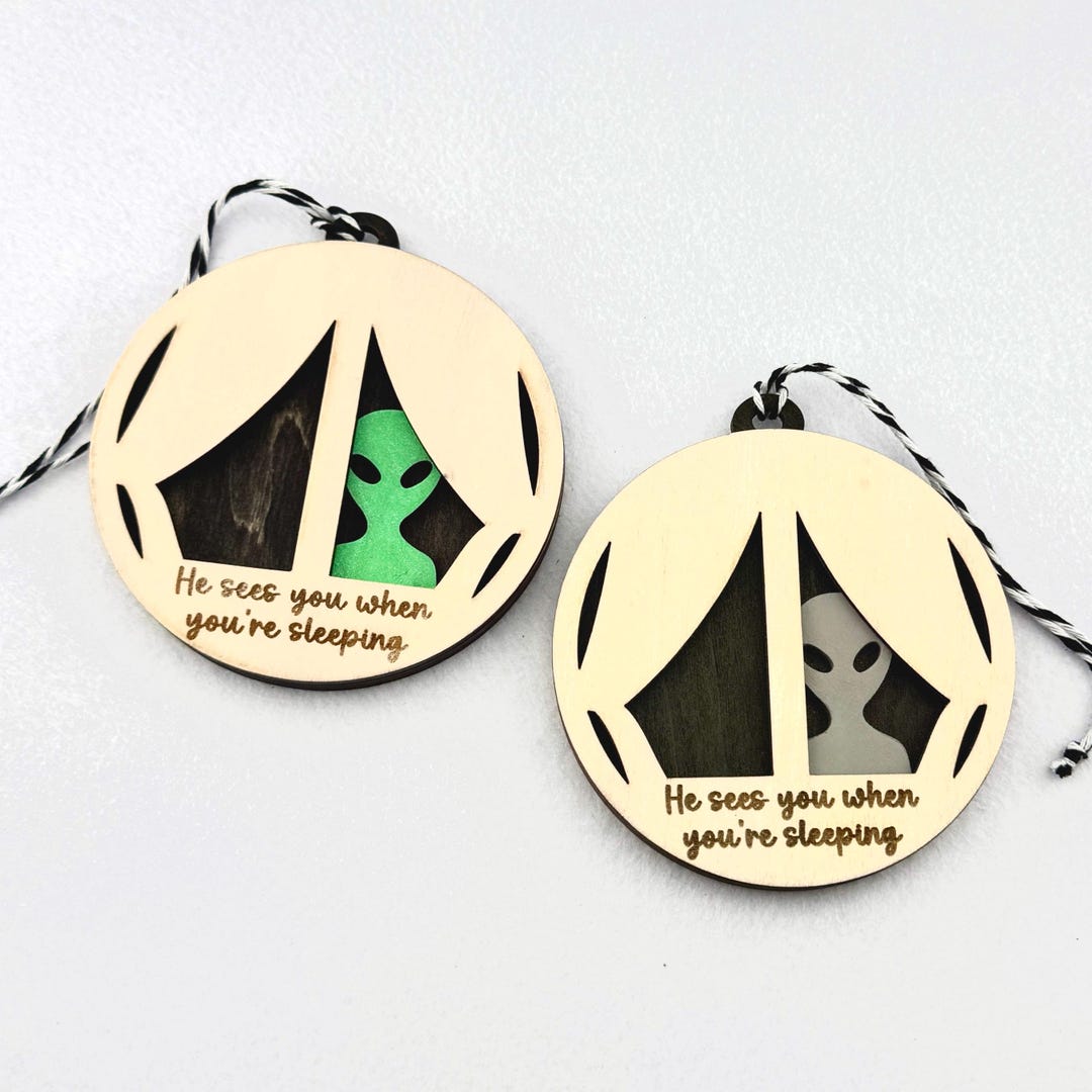 UFO Alien Ornament – Handmade Wood Holiday Decoration – Extra Kitsch ...