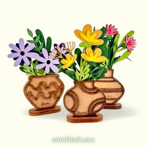 Gepersonaliseerde houten bloemenvaas Moederdag – lasergesneden houten bloemen – aangepast cadeau voor moeder, oma of blanco DIY Craft Kit