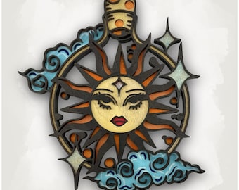 Sun Goddess Celestial Mandala Wood Wall Art