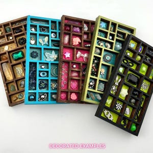Mini Curio Printer Style Wood Tray - For Collections of Tiny Trinkets and Curiosities image 2