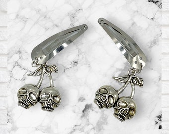 Rockabilly Skull Cherry Bomb Hair Clips