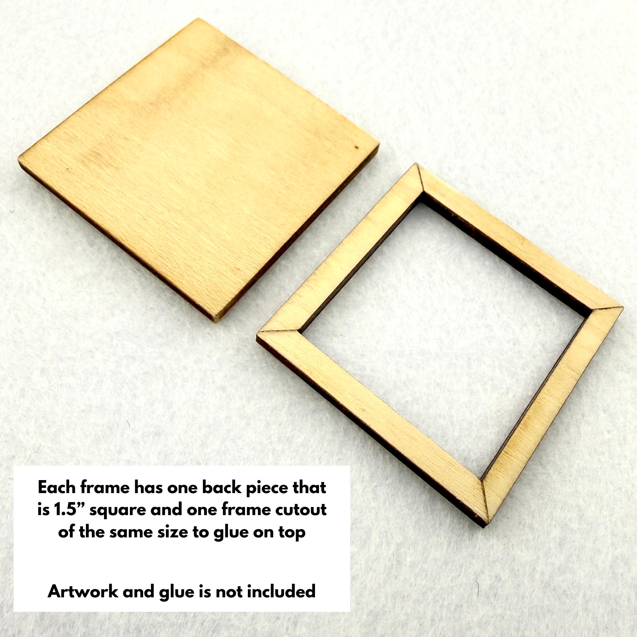 Mini Wooden Frame Blanks Set of 5 – 1.5” Square DIY Craft Frames for ...
