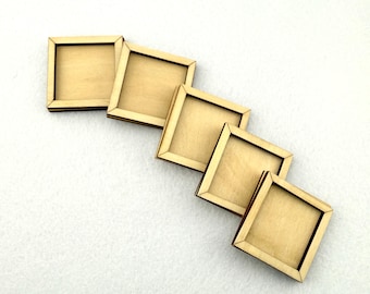 Mini Wooden Frame Blanks Set of 5 – 1.5” Square DIY Craft Frames for Tiny Art, Dollhouse Decor, Mini Gallery Kit, Paintable Wood Frames