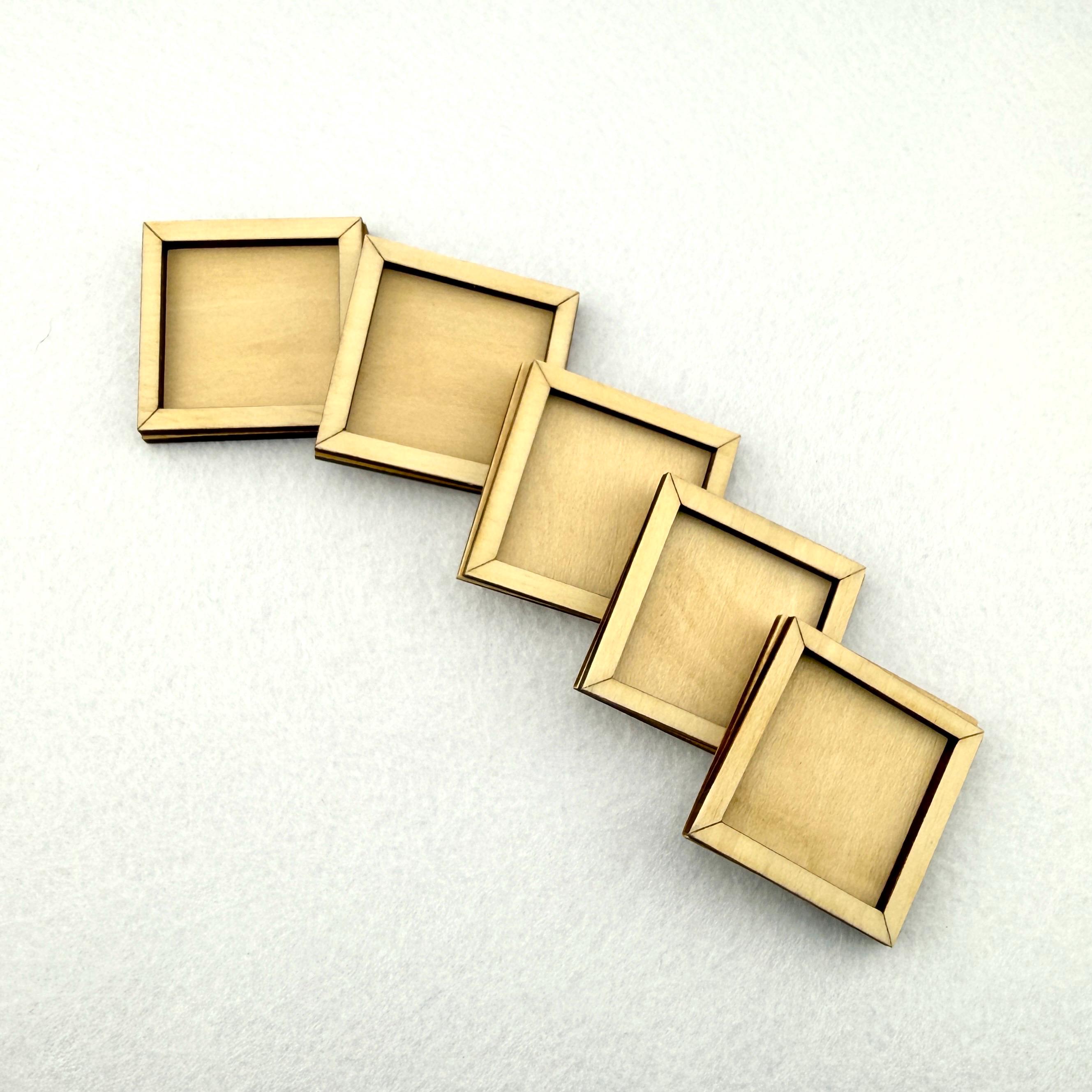 Mini Wooden Frame Blanks Set of 5 – 1.5” Square DIY Craft Frames for ...