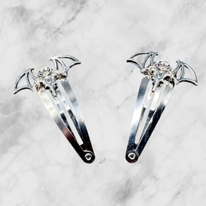 Gothic Fledermaus Haarspangen / Silber Halloween Haarspangen aus Metall