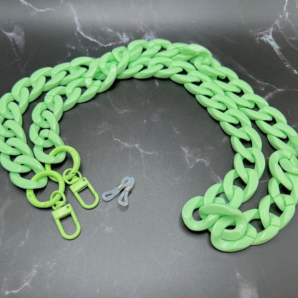 Green Chunky Chain Link Glasses Lanyard - Key / Badge / Mask Necklace